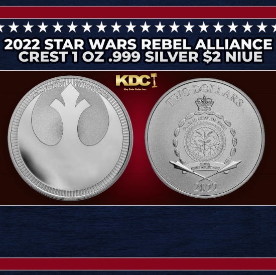 2022 Star Wars Rebel Alliance Crest 1 oz .999 Silver $2 Niue  Round