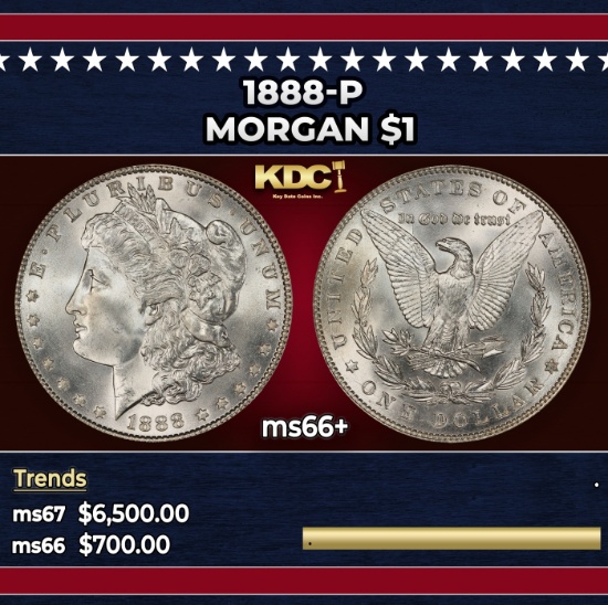 1888-p Morgan Dollar $1 ms66+ SEGS