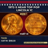 1972-s Lincoln Cent Near Top Pop 1c ms67 rd SEGS