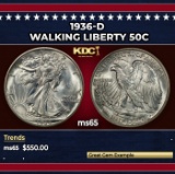 1936-d Walking Liberty Half Dollar 50c Grades ms65