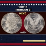 1887-p Morgan Dollar $1 Grades ms63+