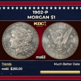 1902-p Morgan Dollar $1 Grades ms63