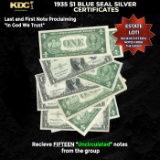 15x 1935 $1 Blue Seal Silver Certificates Grades CU
