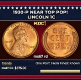 1930-p Lincoln Cent Near Top Pop! 1c ms67 rd SEGS