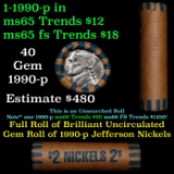 BU Shotgun Jefferson 5c roll, 1996-p 40 pcs Bank $2 Nickel Wrapper