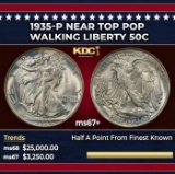 1935-p Walking Liberty Half Dollar Near Top Pop 50c ms67+ SEGS