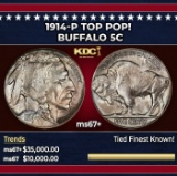 1914-p Buffalo Nickel TOP POP! 5c ms67+ SEGS