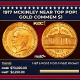 1917 McKinley Gold Commem Dollar Near Top Pop! 1 ms67+ SEGS