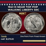 1941-d Walking Liberty Half Dollar Near Top Pop 50c ms67 SEGS