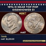 1974-d Eisenhower Dollar Near Top Pop $1 ms67 SEGS