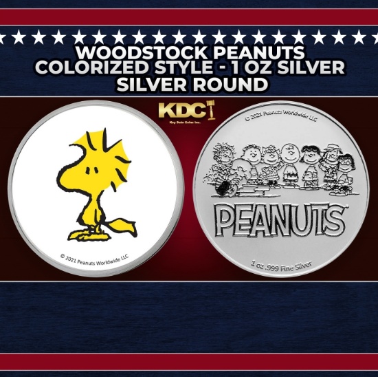 Woodstock Peanuts Colorized Style - 1 oz Silver Round Round