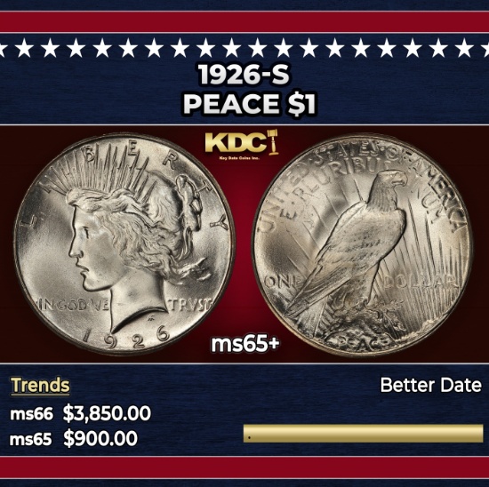 1926-s Peace Dollar $1 ms65+ SEGS