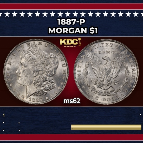 1887-p Morgan Dollar $1 Grades ms62