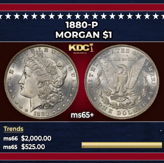 1880-p Morgan Dollar $1 ms65+ SEGS