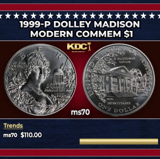 1999-p Dolley Madison Modern Commem Dollar $1 ms70 SEGS