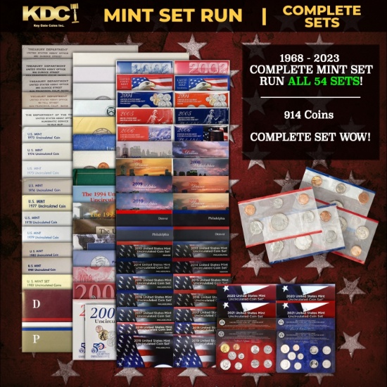 COMPLETE MINT SET RUN ALL 54 SETS! 1968-2023 914 Coins COMPLETE SET