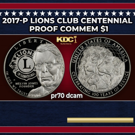 2017-P Lions Club Centennial Proof Modern Commem Dollar $1 pr70 dcam SEGS