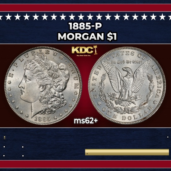 1885-p Morgan Dollar $1 Grades ms62+
