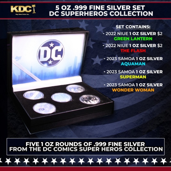 5 OZ .999 Fine Silver Set DC Superhero's Collection
