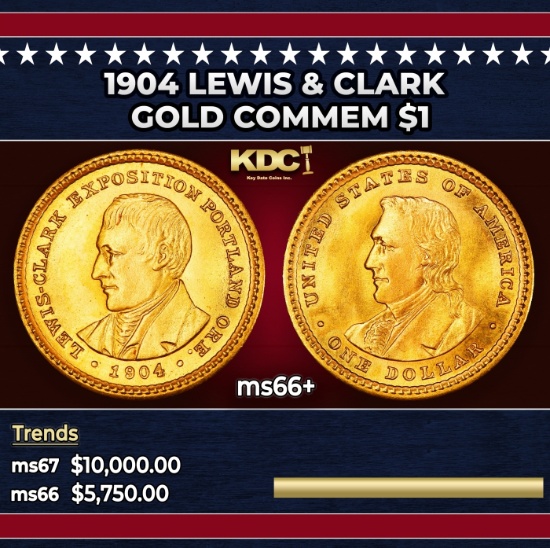 1904 Lewis & Clark Gold Commem Dollar 1 ms66+ SEGS