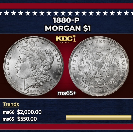 1880-p Morgan Dollar $1 ms65+ SEGS