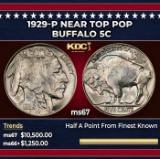1929-p Buffalo Nickel Near Top Pop 5c ms67 SEGS