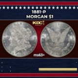 1881-p Morgan Dollar $1 Grades ms63+