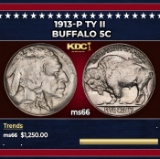 1913-p Ty II Buffalo Nickel 5c ms66 SEGS