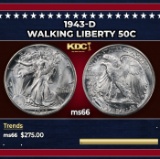 1943-d Walking Liberty Half Dollar 50c Grades ms66