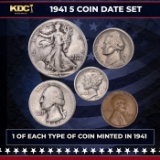 1941 5 Coin Date Set, 1 Of Each Type Of Coin Minted in 1941