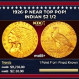 1926-p Gold Indian Quarter Eagle Near Top Pop! $2 1/2 ms65+ SEGS