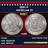 1891-p Morgan Dollar $1 ms65 SEGS