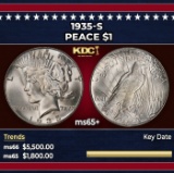 1935-s Peace Dollar $1 ms65+ SEGS