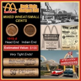 Lincoln Wheat Cent 1c Mixed Roll Orig Brandt McDonalds Wrapper, 1918-d end, Indian other end