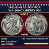 1942-s Walking Liberty Half Dollar Near Top Pop 50c ms66+ SEGS