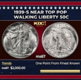 1939-s Walking Liberty Half Dollar Near Top Pop 50c ms67 SEGS