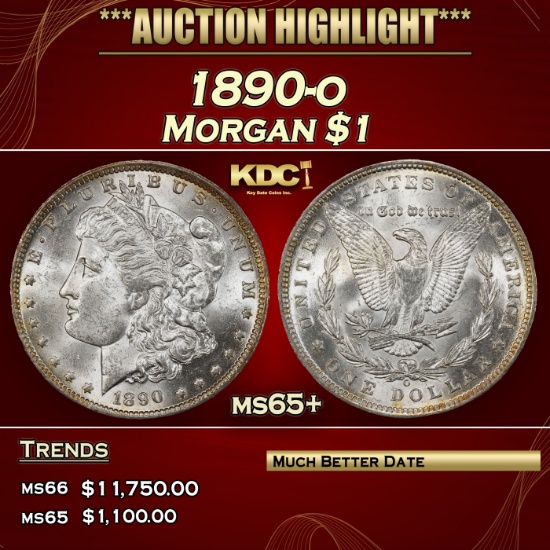 1890-o Morgan Dollar $1 ms65+ SEGS