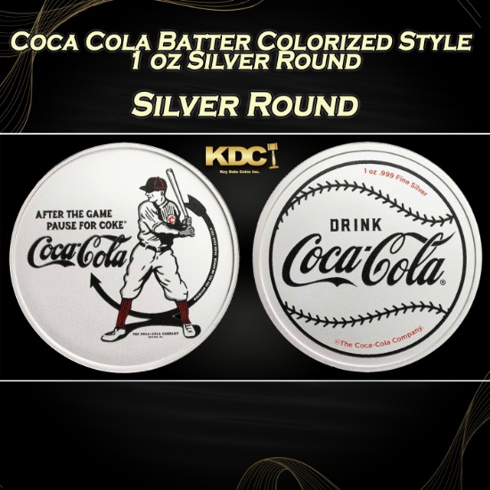 Coca Cola Batter Colorized Style - 1 oz Silver Round Round