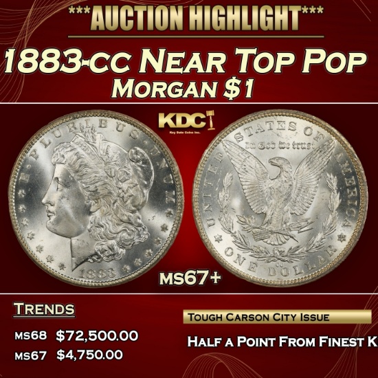 1883-cc Morgan Dollar Near Top Pop $1 ms67+ SEGS