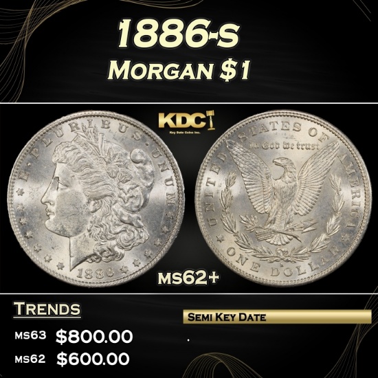 1886-s Morgan Dollar $1 Grades ms62+