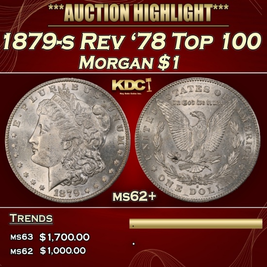 1879-s Rev '78 Top 100 Morgan Dollar $1 ms62+ USCG
