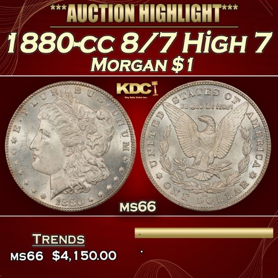 1880-cc 8/7 High 7 Morgan Dollar $1 ms66 SEGS