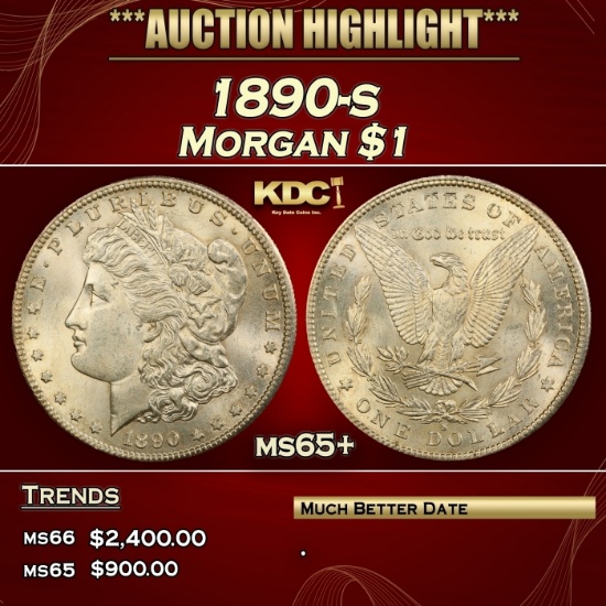 1890-s Morgan Dollar $1 ms65+ SEGS