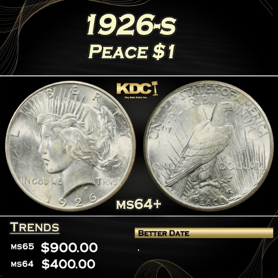 1926-s Peace Dollar $1 Grades ms64+