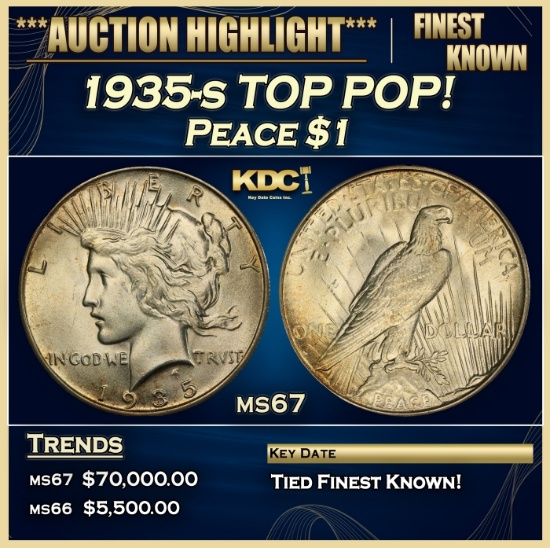 1935-s Peace Dollar TOP POP! $1 ms67 SEGS