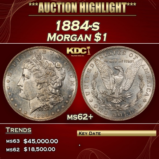 1884-s Morgan Dollar $1 ms62+ USCG