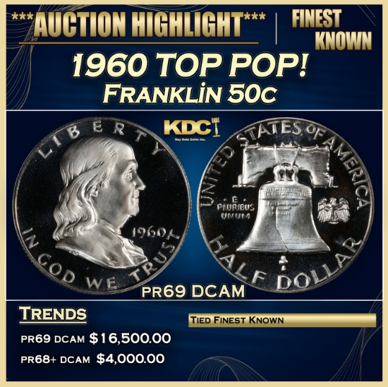 1960 Proof Franklin Half Dollar TOP POP! 50c pr69 DCAM SEGS