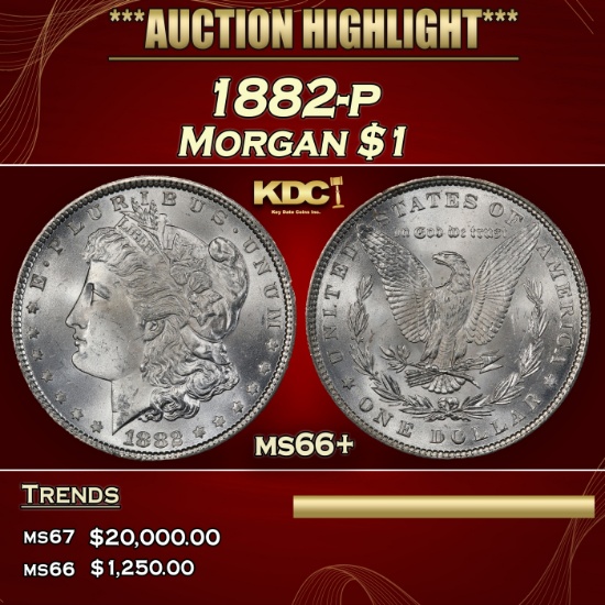 1882-p Morgan Dollar $1 ms66+ SEGS