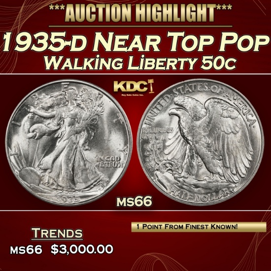 1944-p Walking Liberty Half Dollar Near Top Pop 50c ms67+ SEGS