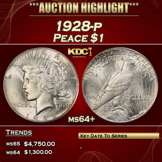 1928-p Peace Dollar $1 ms64+ SEGS